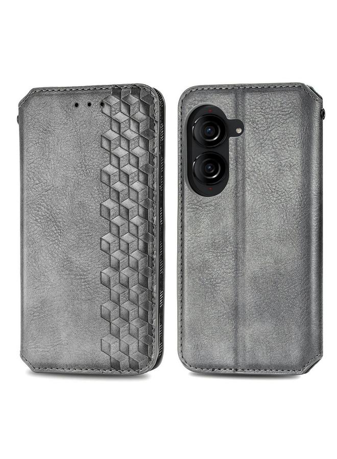 Zaboon Case For ASUS Zenfone 10 Cubic Grid Pressed Magnetic Leather Phone Case - Image 2