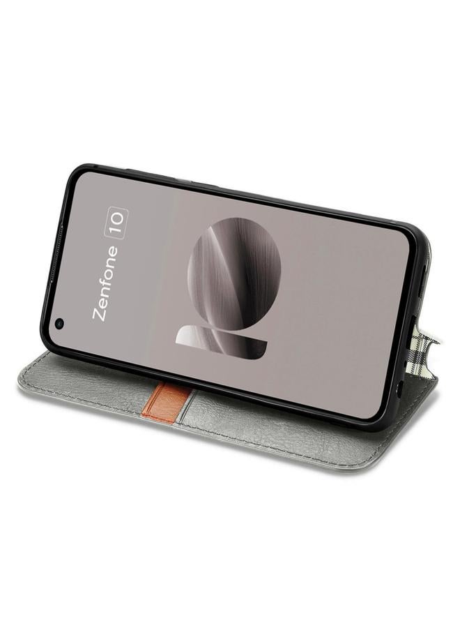 Zaboon Case For ASUS Zenfone 10 Cubic Grid Pressed Magnetic Leather Phone Case - Image 4