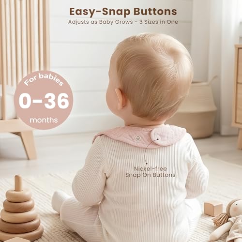 Konssy Muslin Baby Bibs for Girls Soft 100 Cotton Drool Bibs Ruffle Trim for Newborns Toddlers 036 Months 3Pack - Image 3