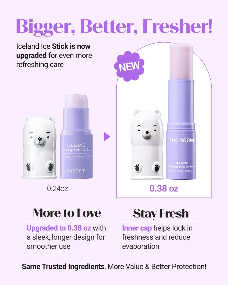 THESAEM Iceland Hydrating Peptide Eye Stick 0.38 oz - Elasticity, Cooling, Moisturizing Eye Balm for Loose Skin â€“ Under Eye Treatment - Balm to Smooth Skin Texture - Daisy Flower Scent - Image 2