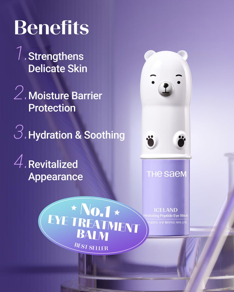 THESAEM Iceland Hydrating Peptide Eye Stick 0.38 oz - Elasticity, Cooling, Moisturizing Eye Balm for Loose Skin â€“ Under Eye Treatment - Balm to Smooth Skin Texture - Daisy Flower Scent - Image 3