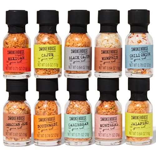 Thoughtfully Smokehouse by Thoughtfully Gourmet Grilling Spice Set in Mini Glass Bottles Vegan and Vegetarian Grill Seasoning Flavors Include Caribbean Jamaican Jerk Jalapeno Montreal and More Pack of 10 - Image 3