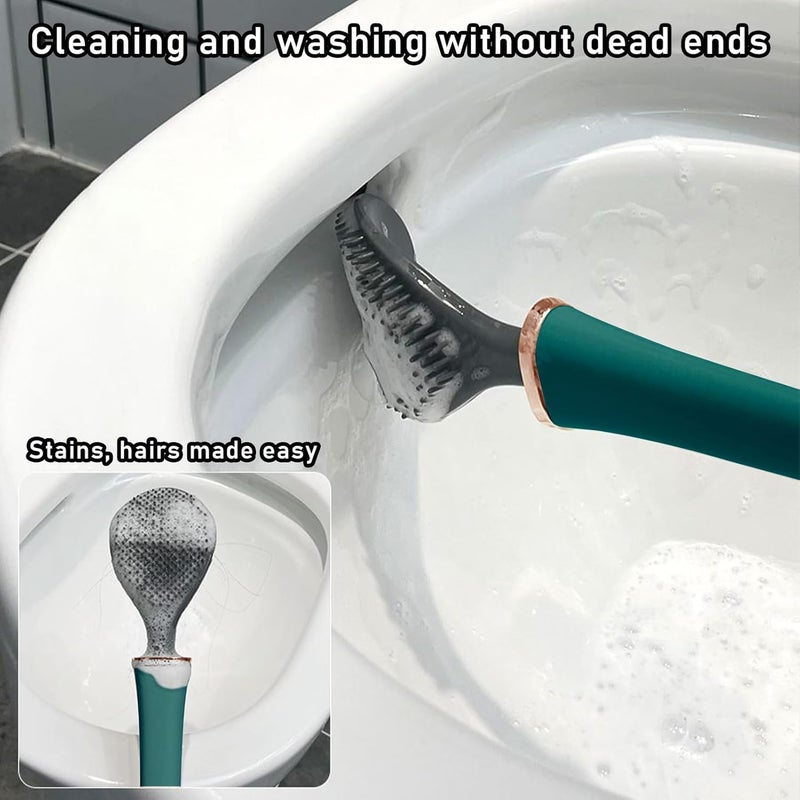 LADUBA ENTERPRISE LADUBA ENTERPRISE Toilet Brush with Holder Set Bathroom Automatic Toilet Brush NonSlip Long Handle and Quick Drying Wall Mount Easy Mount Vent Base  - Image 4