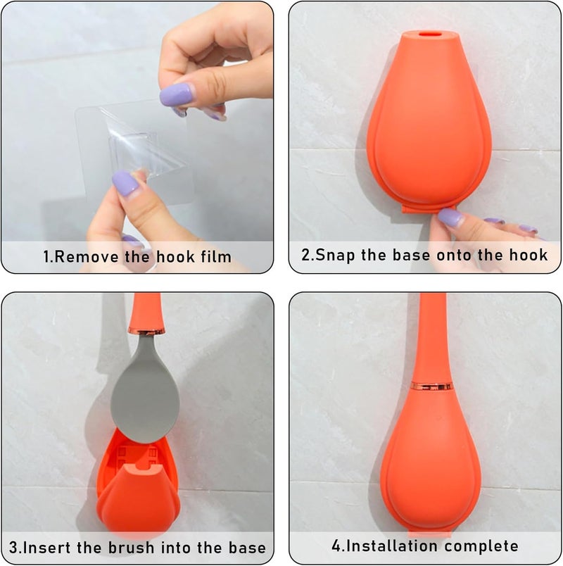 LADUBA ENTERPRISE LADUBA ENTERPRISE Toilet Brush with Holder Set Bathroom Automatic Toilet Brush NonSlip Long Handle and Quick Drying Wall Mount Easy Mount Vent Base  - Image 3