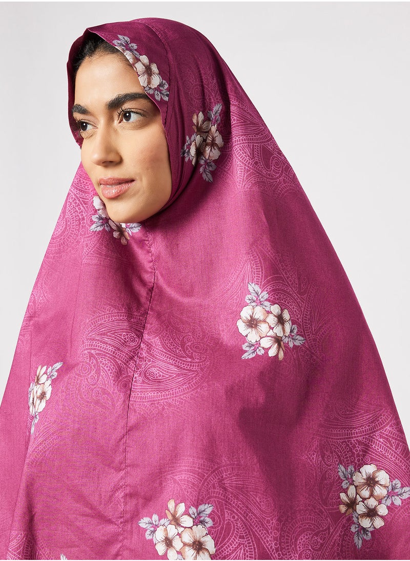 Hayat - Praying Dress With Floral Prints And Veil - Image 1