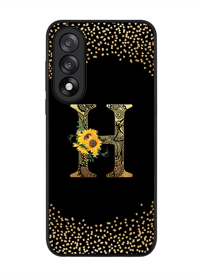 Stylizedd For OnePlus Nord 5 / Ace 5 Ultra Case,Slim fit Camera Protection, Shockproof Thin Phone cover  - Custom Floral Monogram - H ( Black )