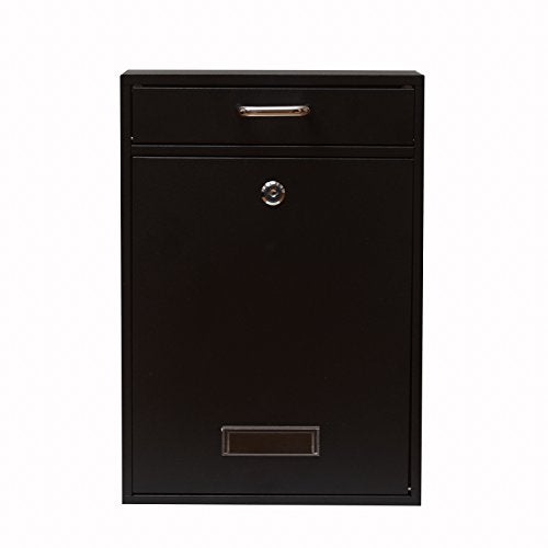 Yulli Wall Mounted Locking Vertical Dropbox Mailbox - Safe and Secure (Large) | Made with Galvanized Steel (Black) - Image 1
