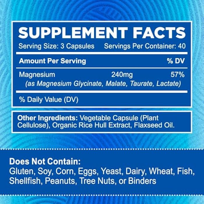 Zentastic Magnesium Complex 4-in-1 Supplement – Magnesium Glycinate, Malate, Taurate & Lactate – Chelated High Absorption for Nerves, Muscles, Bones & Immune Support – 120 Capsules - Image 5