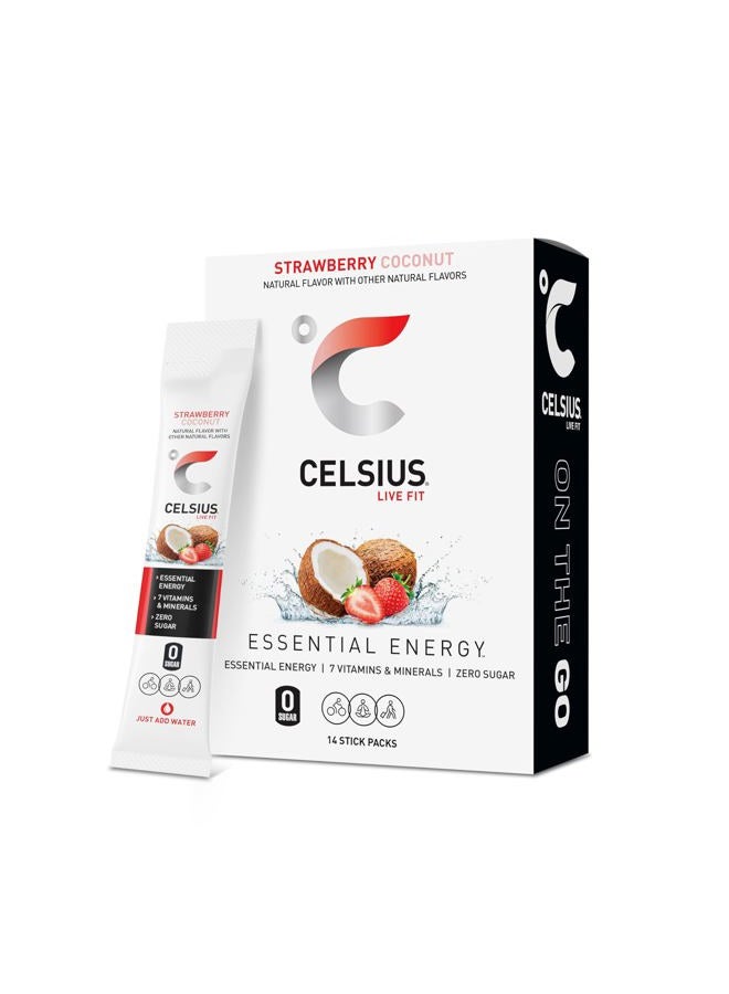 CELSIUS NOVIIML -the-Go Essential Energy Drink Mix, Strawberry Coconut (14 Stick Pack) - Image 1