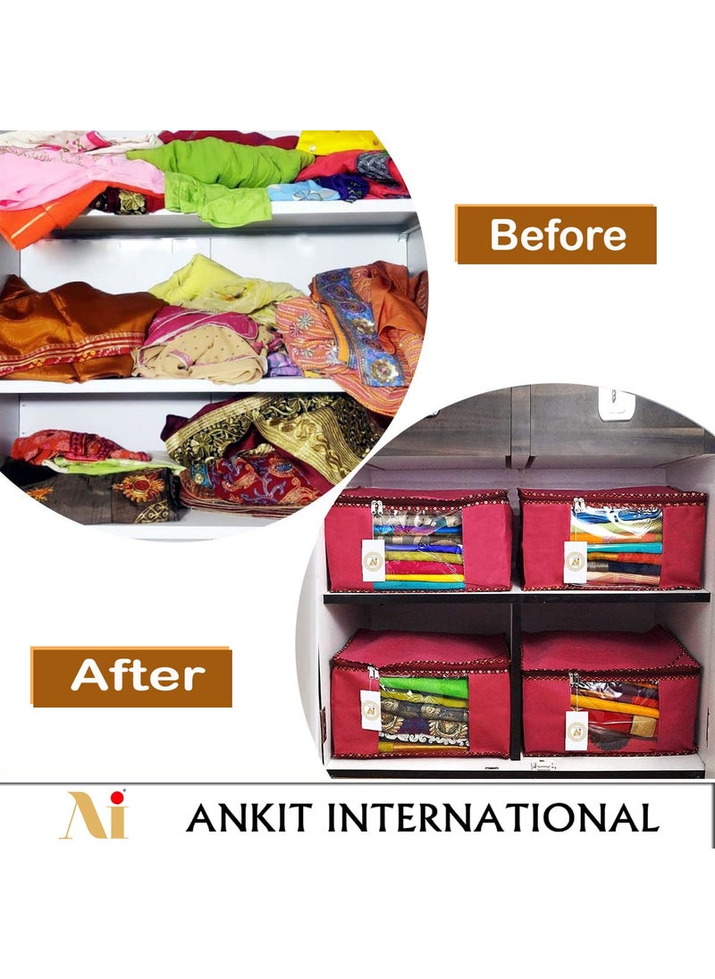 AI ANKIT INTERNATIONAL AI ANKIT INTERNATIONAL NonWoven Saree Bags 3 pcs Saree Covers with Zip Saree Covers for Storage With Moisture Dust Proof Wardrobe Organiser  - Image 5