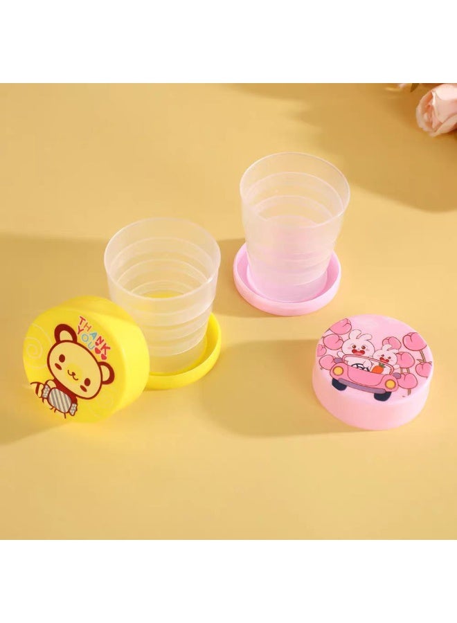 Kids Drinkware - Portable foldable plastic cups, set of 2 pieces, bright multicolor designs with random decoration, safe lightweight structure, travel friendly 20g each - Image 2
