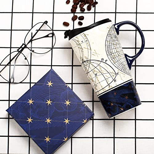 Topadorn Ceramic Travel Mug and Coffee Cup 17 oz. with Handle and Color Box,Starstruck - Image 4