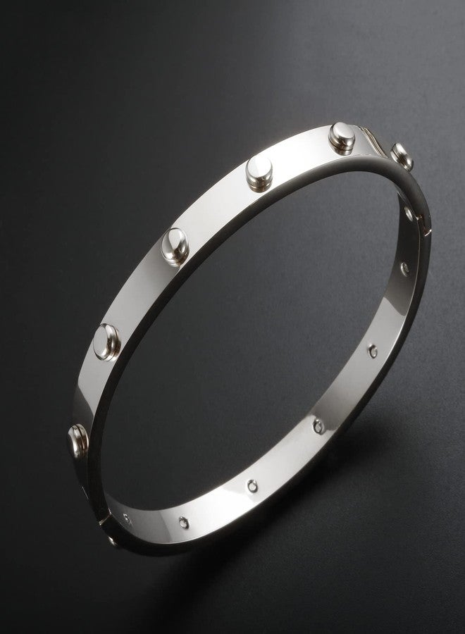 JINHUI Christmas Jewelry Gift for Her, Stainless Steel Silver Love Bangle Bracelet, Dainty Friendship Bangle Bracele for Women (Size 6.5") - Image 5