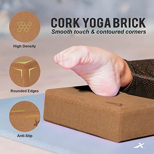 Vector X Cork Yoga Block Premium High Density Non-Slip Exercise Yoga Bricks, Lightweight, Odor-Resistant and Moisture-Proof, Perfect Yoga Equipment for Women & Men- Size (22.5 x 15 x 7.5 cm) - Image 2