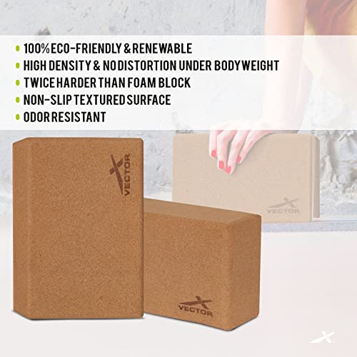 Vector X Cork Yoga Block Premium High Density Non-Slip Exercise Yoga Bricks, Lightweight, Odor-Resistant and Moisture-Proof, Perfect Yoga Equipment for Women & Men- Size (22.5 x 15 x 7.5 cm) - Image 5