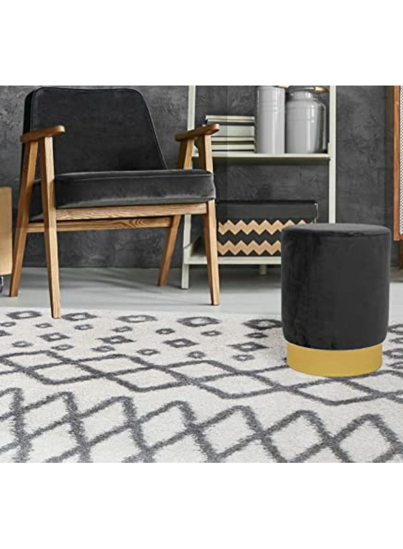 MAPLE HOME DECORATION Maple Home Modern Round Ottoman Accent multifunctional Gold Plating Base Velvet Upholstered Footrest Mushroom Stool Soft Padded Seat Vanity Chairs Make-up Living Room Bedroom Patio Furniture  - Image 1