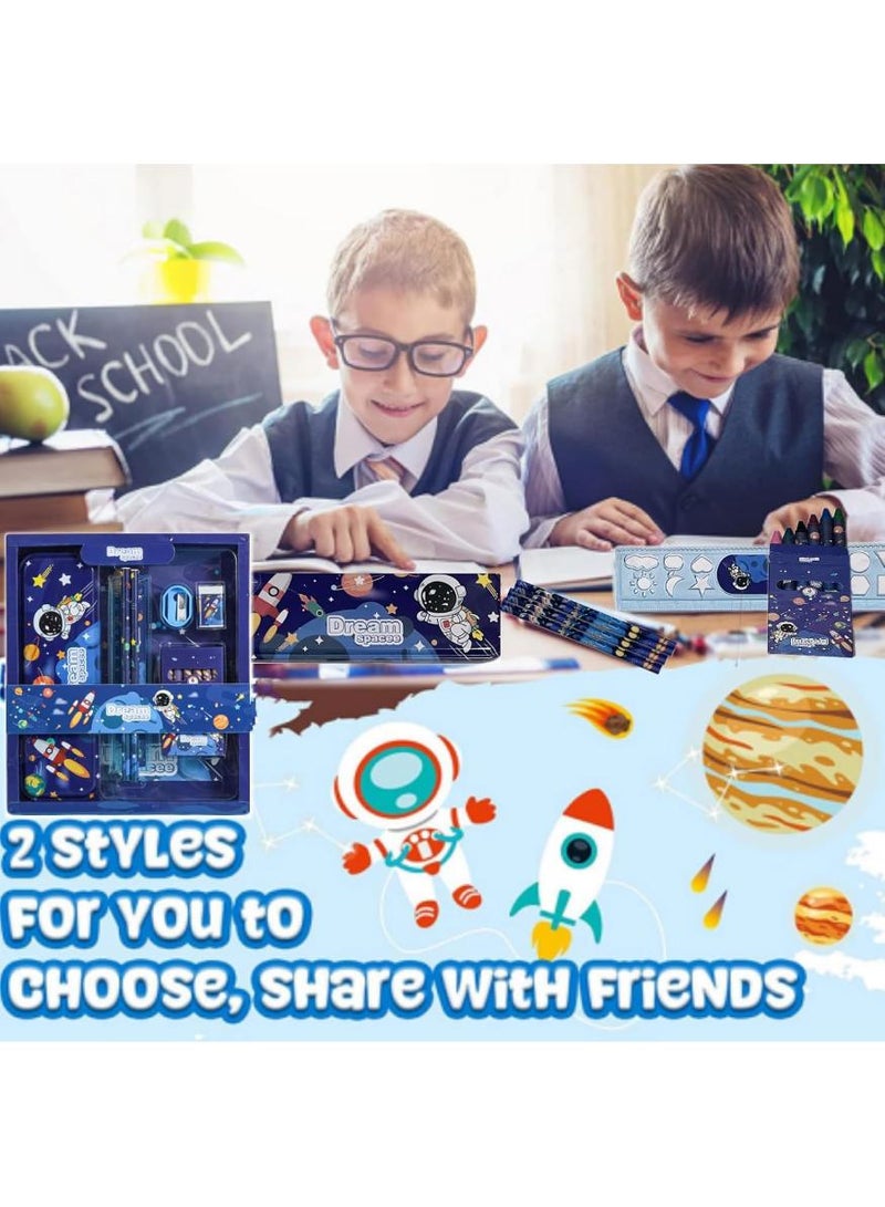 PAPERSAY Handsome Space Stationery Set, Including Pencil Case, Ruler, Eraser, 2 Pencils, Pencil Sharpener and a Box Of Crayons 6 Pieces, Cartoon Stationery Set for Boys and Girls - Image 5