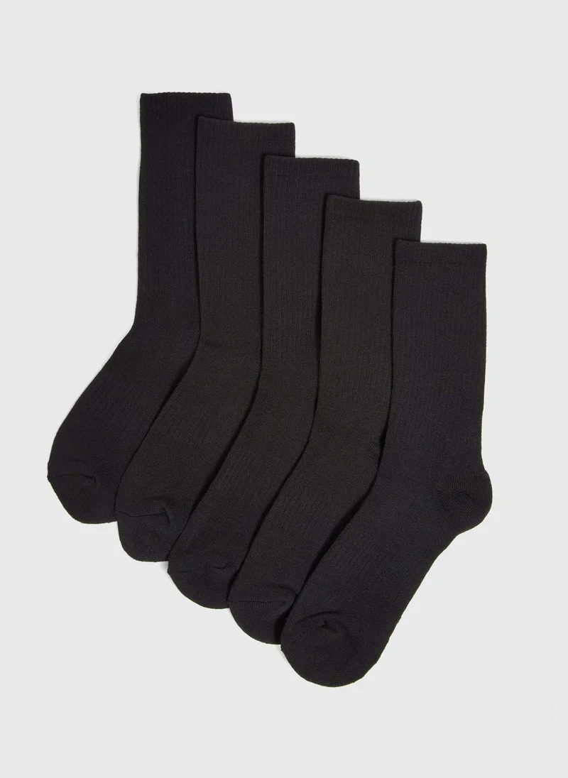 ماتلان 5 Pack Black Ribbed Sports Socks
