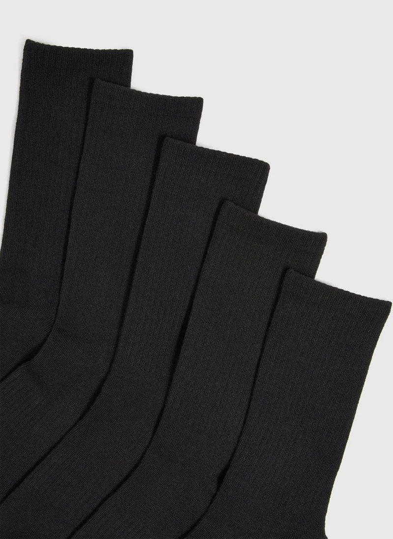 ماتلان 5 Pack Black Ribbed Sports Socks