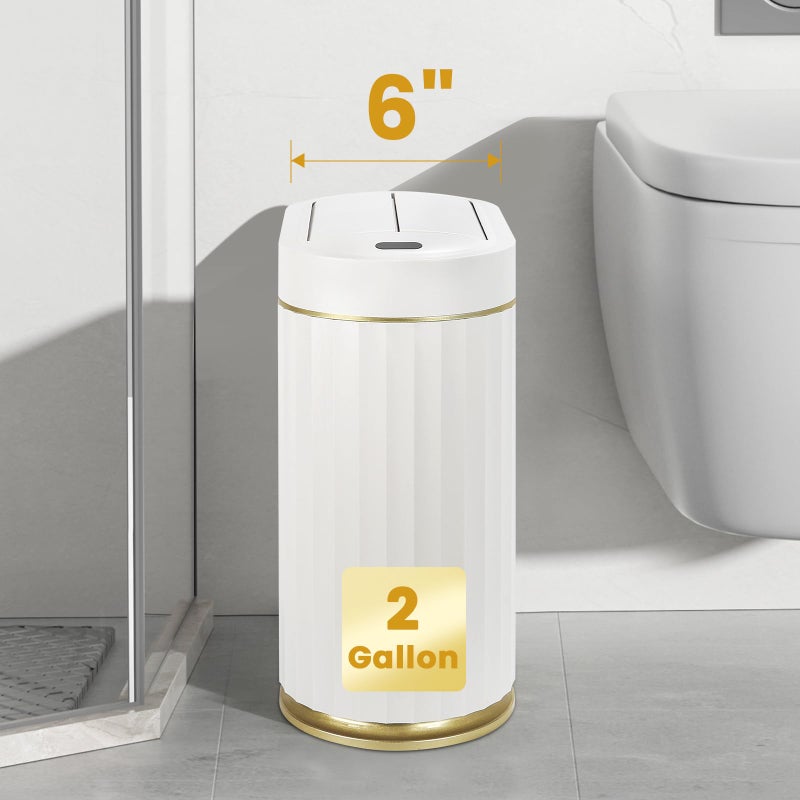 ELPHECO Bathroom Trash Can with Lid Butterfly, Motion Sensor Trash Can Bathroom Decor Automatic Garbage Can Wastebasket Bathroom Accessories, Kitchen, Living Room, Office, White Gold - Image 4