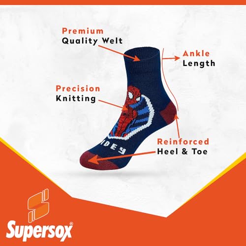 Supersox Ankle Disney Avenger Ankle Length Socks for Kids, Made with Breathable, Anti Odour & Moisture Absorbent Combed Cotton with a Extra Durable Welt, Ideal For All Day Wear (Pack Of 5), Assorted - Image 4