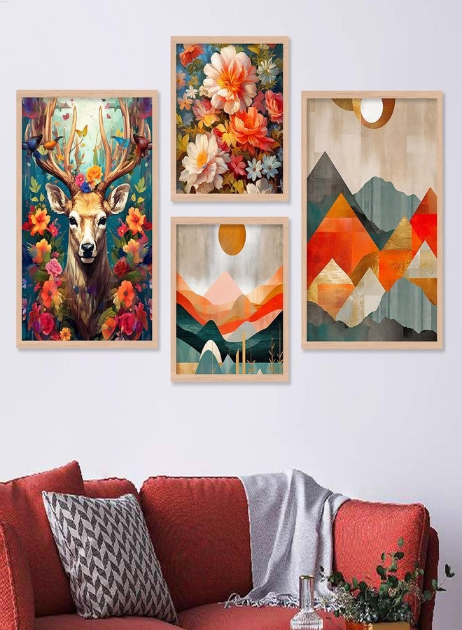 ARTELLY Modern Art Framed Wall Paintings For Wall/Home Decoration Living Room Bedroom Dining Room Decorative Big Size Wall Painting For Office Hotel Cafe Room Decor (Set of 4) (Art Deco, 10) - Image 1