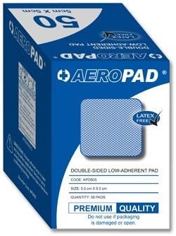 Aeropad DoubleSided Low Adherent Pad 5cm x 5cm 50 per Box Premium Quality Latex Free