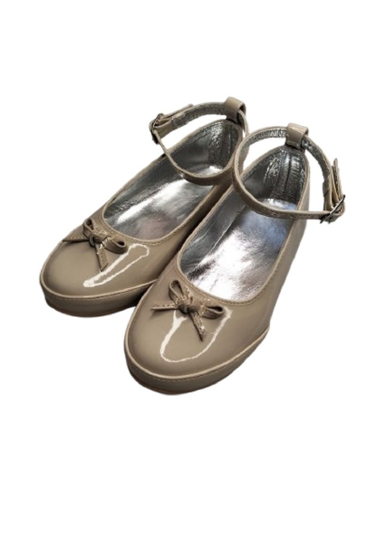 Generic Glossy Beige Leather Shoes for Kids-24 - Image 3