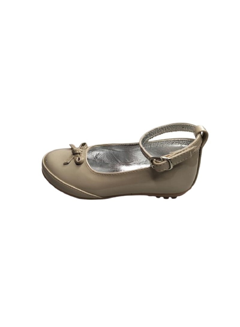 Generic Glossy Beige Leather Shoes for Kids-24 - Image 1