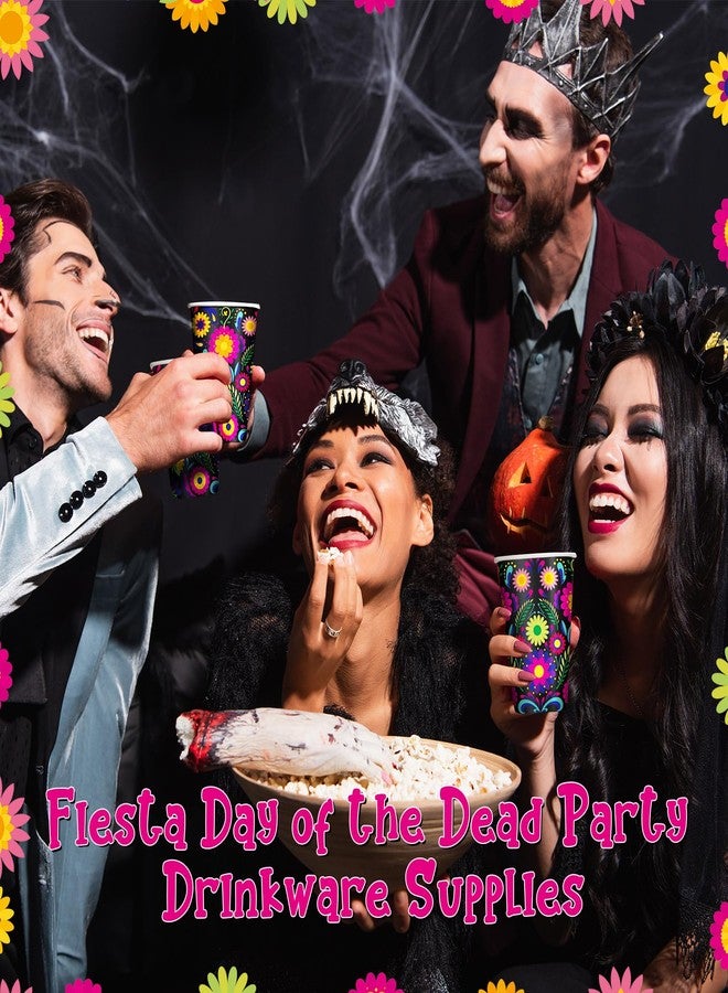 Jingmore 50 Pack 12 oz Mexican Disposable Paper Cups Floral Fiesta Cinco De Mayo Coffee Cold Hot Beverage Drinking Cups Disposable Drinkware Supplies for Mexican Day of the Dead Halloween Birthday Party - Image 5