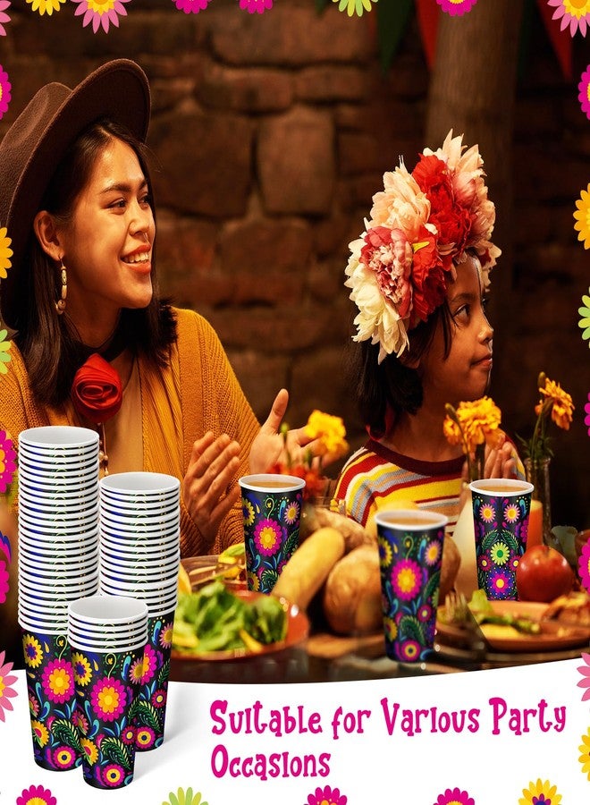 Jingmore 50 Pack 12 oz Mexican Disposable Paper Cups Floral Fiesta Cinco De Mayo Coffee Cold Hot Beverage Drinking Cups Disposable Drinkware Supplies for Mexican Day of the Dead Halloween Birthday Party - Image 4