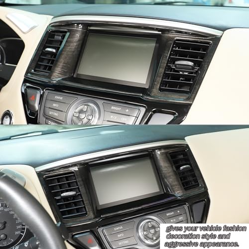 Lcojicep Navigation Panel Frame Air Outlet AC Vent Cover Trim Compatible with Nissan Pathfinder 2013-2018, Central Navigation Screen Panel Middle AC Vent Cover Trims Accessories(Black Wood Grain) - Image 3