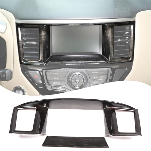 Lcojicep Navigation Panel Frame Air Outlet AC Vent Cover Trim Compatible with Nissan Pathfinder 2013-2018, Central Navigation Screen Panel Middle AC Vent Cover Trims Accessories(Black Wood Grain) - Image 1