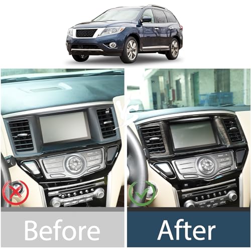 Lcojicep Navigation Panel Frame Air Outlet AC Vent Cover Trim Compatible with Nissan Pathfinder 2013-2018, Central Navigation Screen Panel Middle AC Vent Cover Trims Accessories(Black Wood Grain) - Image 5