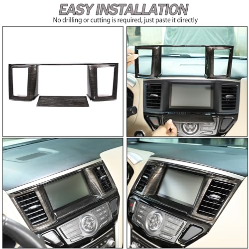 Lcojicep Navigation Panel Frame Air Outlet AC Vent Cover Trim Compatible with Nissan Pathfinder 2013-2018, Central Navigation Screen Panel Middle AC Vent Cover Trims Accessories(Black Wood Grain) - Image 2