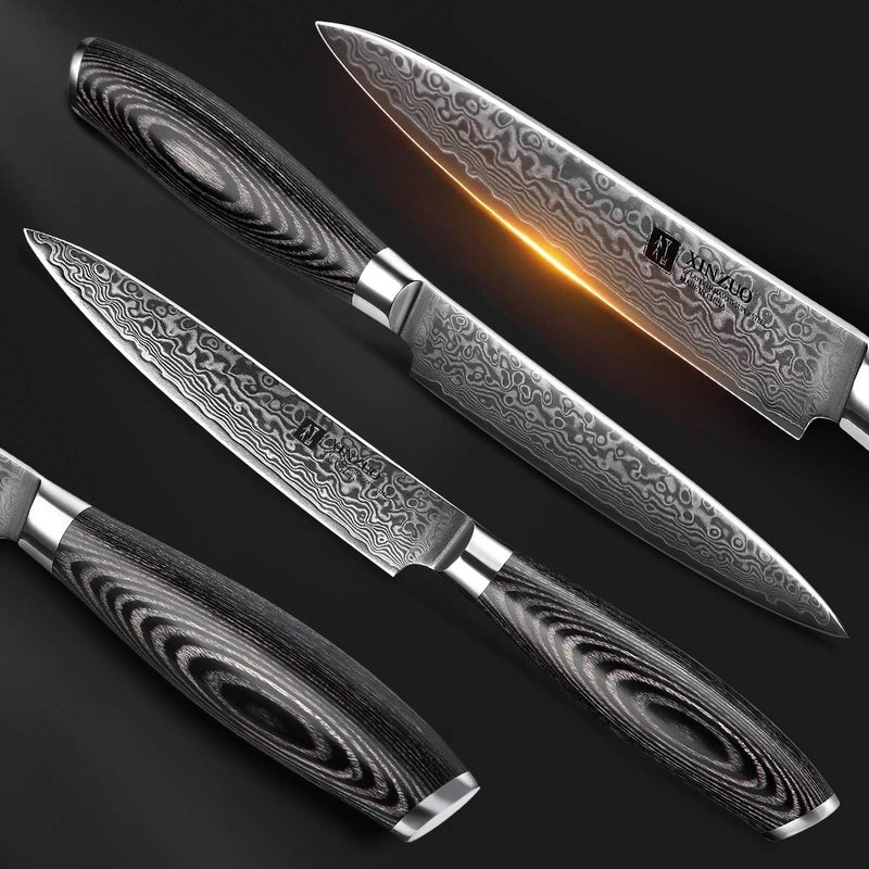 XINZUO 5 Inch Paring Knife,67 Layers Damascus Steel Japanese Petty Knife,Small chef knife for Fruit/Vegetable/Meat-for Professional Chef& Home Cooking, Gift Box - Image 2