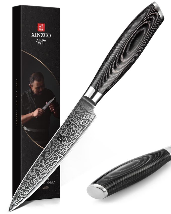 XINZUO 5 Inch Paring Knife,67 Layers Damascus Steel Japanese Petty Knife,Small chef knife for Fruit/Vegetable/Meat-for Professional Chef& Home Cooking, Gift Box - Image 1