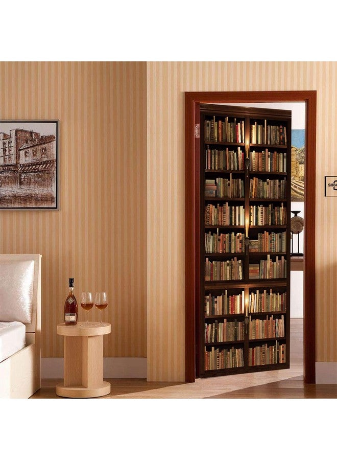 TUOKING Door Sticker, Peel and Stick Vinyl Door Decals, Self-Adhesive Mural for Home Decor, 30.3" W x 78.7" L, Set of 2 Sheets, Bookshelf - Image 4