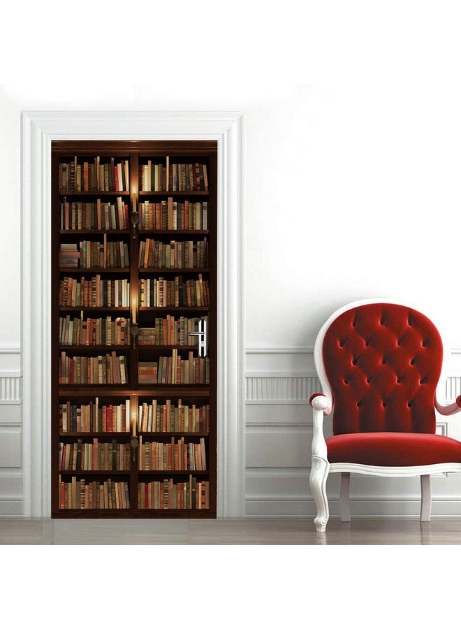 TUOKING Door Sticker, Peel and Stick Vinyl Door Decals, Self-Adhesive Mural for Home Decor, 30.3" W x 78.7" L, Set of 2 Sheets, Bookshelf - Image 5