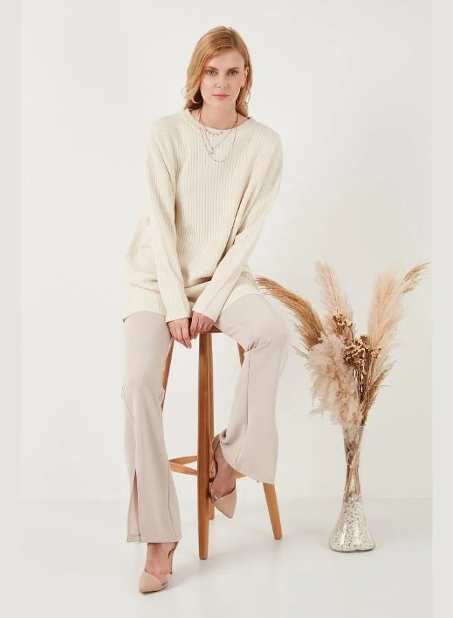 ليلا ليلا تريكو سويتر نسائي بياقة مستديرة