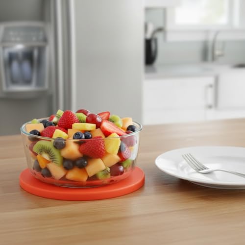 Yodecy Silicone Bowl Lids fit Pyrex Glass Bowls 7201-PC 4 Cup, Yodecy Silicone Bowl Lids fit Anchor Hocking Glass Bowls 7201-PC 4 Cup,Replacement Lids(2 Pack Red) - Image 3