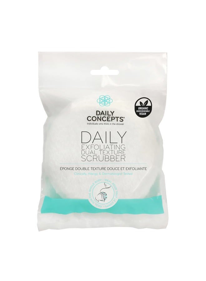 Daily Concepts Exfoliating Body Scrubber with Soft Side, Cotton and Foam, Off White - Image 2