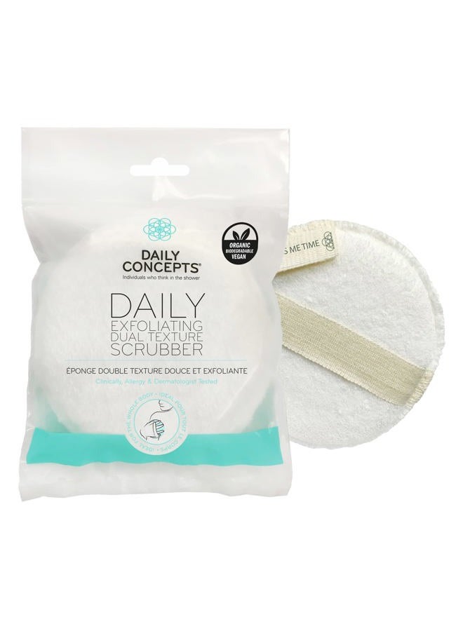 Daily Concepts Exfoliating Body Scrubber with Soft Side, Cotton and Foam, Off White - Image 1