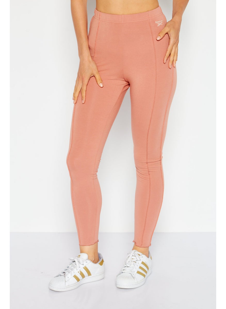 Reebok Women Sportswear Fit Pull-On Training Legging, Orange  - Image 1