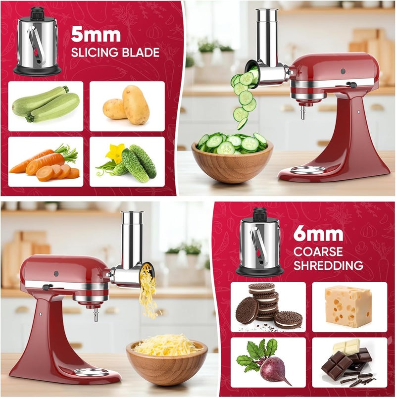 Cofun ملحق تقطيع وفرم من الفولاذ المقاوم للصدأ لخلاط المطبخ KitchenAid، آلة السلطة مع مقطع الخضروات، صانع السلطة، طحن البودرة، مبشرة الجبن من Cofun - Image 3