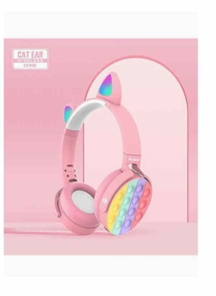 Generic - Wireless Bluetooth On-Ear Headphone with Pop Bubbles, LED Lights, Silicone Push and Pop Fidget Toy Headphone Colorful Stereo Wireless Bluetooth Headset for Mobilephone Tablet PC,Foldable (PINK) - Image 1