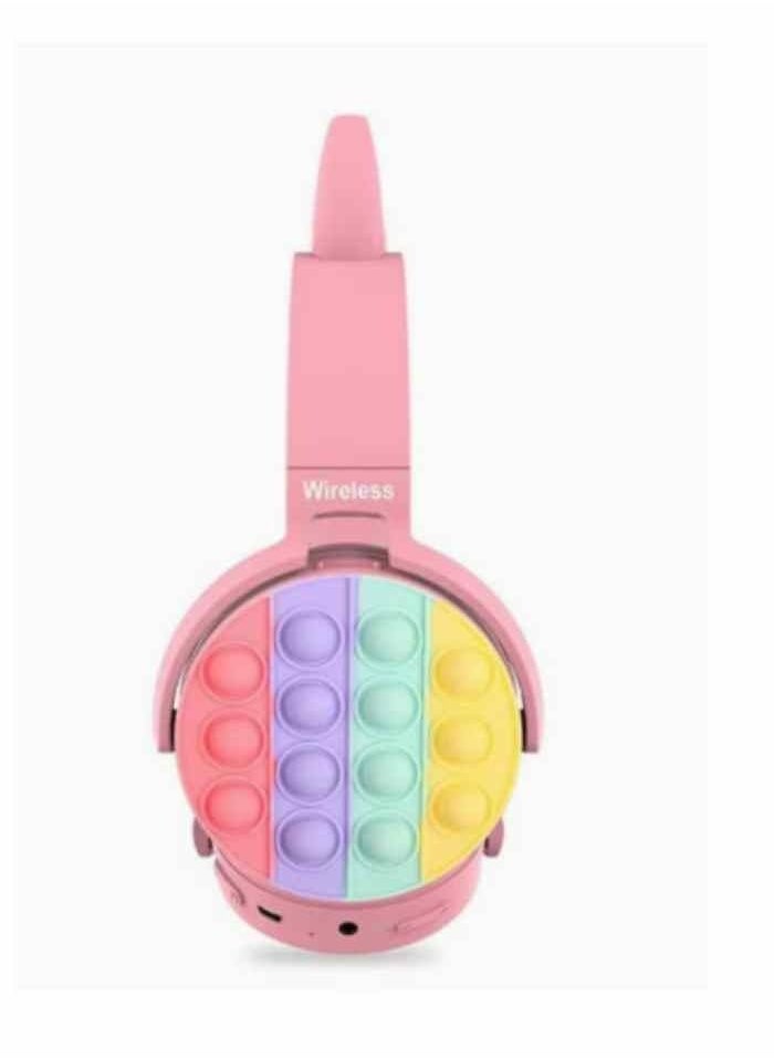Generic - Wireless Bluetooth On-Ear Headphone with Pop Bubbles, LED Lights, Silicone Push and Pop Fidget Toy Headphone Colorful Stereo Wireless Bluetooth Headset for Mobilephone Tablet PC,Foldable (PINK) - Image 1