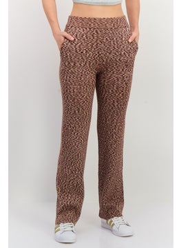 NIA Women Regular Fit Textured Straight Leg Pants, Brown Combo  - Image 1