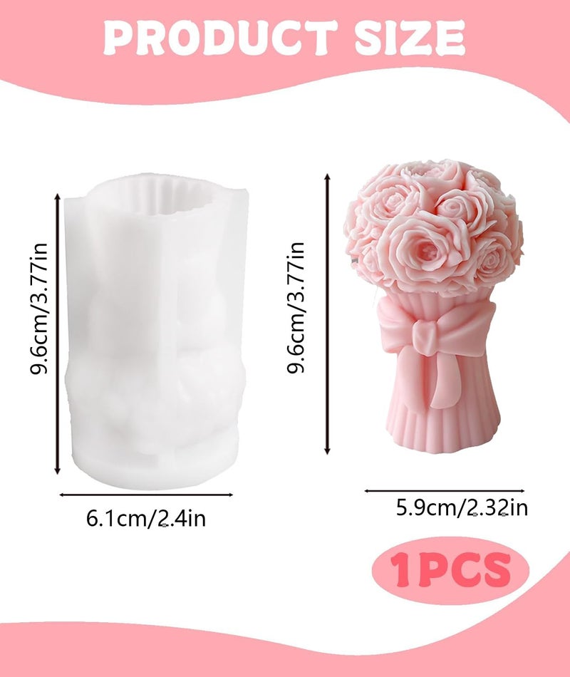 OXYGLOBE Candle Mould Silicone, Pillar Candle Mould for Bouquet Candle Making Ideal for Aromatherapy Candle Creation, Pillar Candle Mould Silicone Perfect for Valentine's Day Gifts Durable Design - Image 2