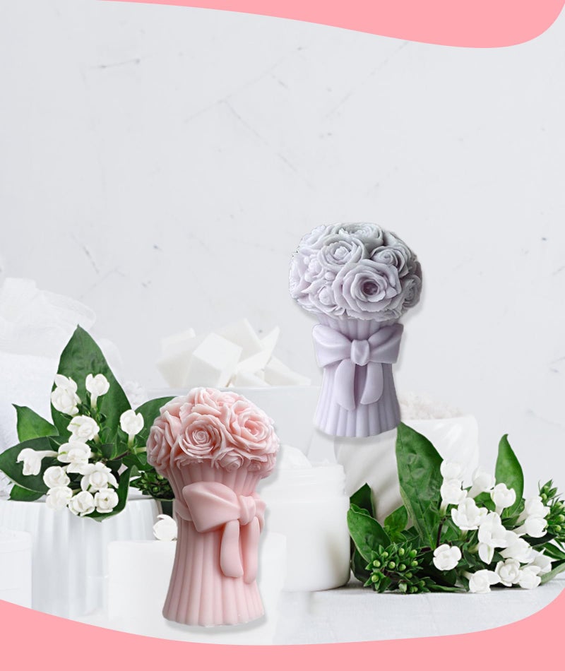 OXYGLOBE Candle Mould Silicone, Pillar Candle Mould for Bouquet Candle Making Ideal for Aromatherapy Candle Creation, Pillar Candle Mould Silicone Perfect for Valentine's Day Gifts Durable Design - Image 4